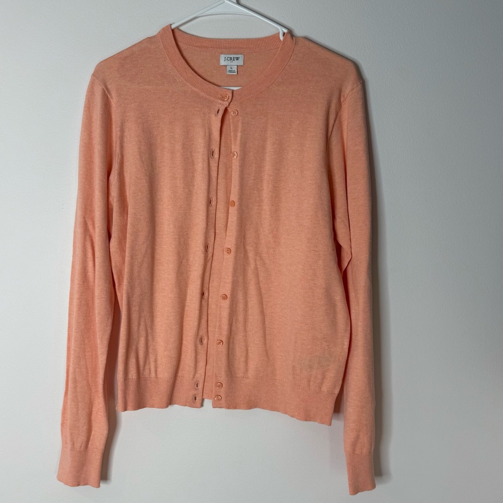J. Crew Peach Crewneck Button-Up Cardigan